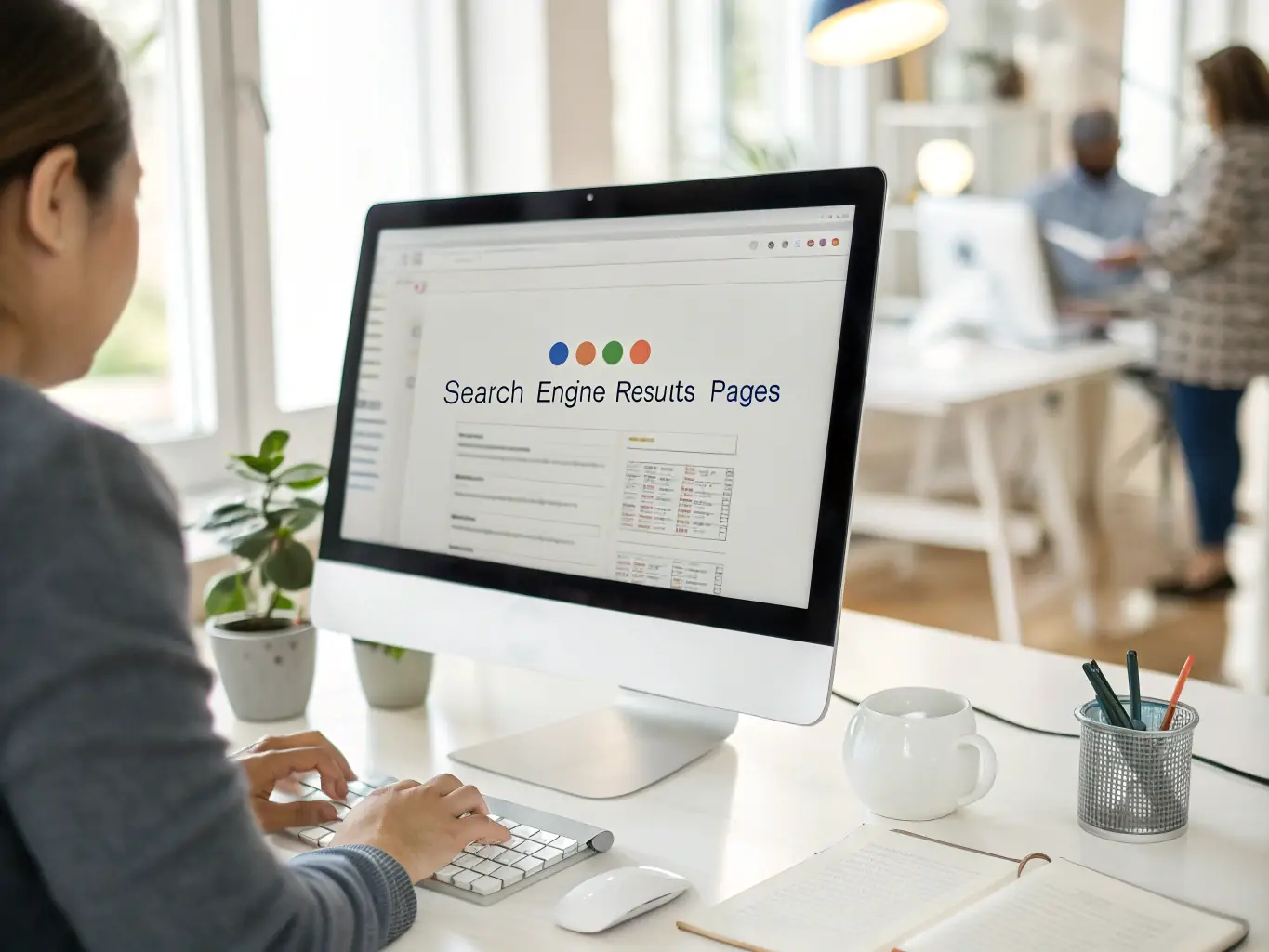 An image depicting a website ranking high on a search engine results page, symbolizing increased online visibility and organic traffic.